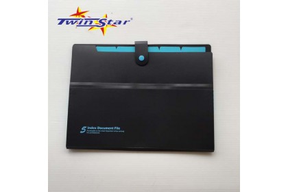 Twin Star Multi Layer A4 5 Index Document Folder [Black]