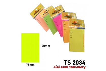 Twin Star Stick On Note 3" X 4" (75mm x 100mm)