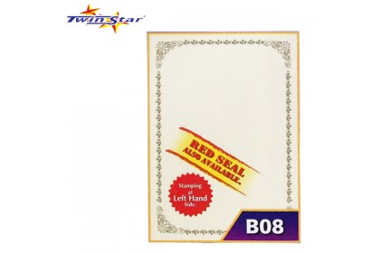 TS 3007 Twin Star Hot Stamping Certificate Gold Border Card (With Red Seal /Left Side)