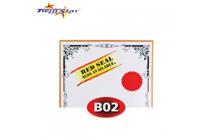 TS 3009 Twin Star Hot Stamping Certificate Gold Border Card (With Red Seal /Right Side)