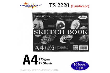 Twin Star A4 135gsm Spiral Sketch Book (17 sheets)