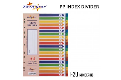 Twin Star A4 PP Colour Index Divider