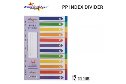 Twin Star A4 PP Colour Index Divider