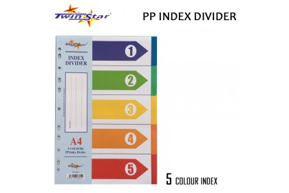 Twin Star A4 PP Colour Index Divider