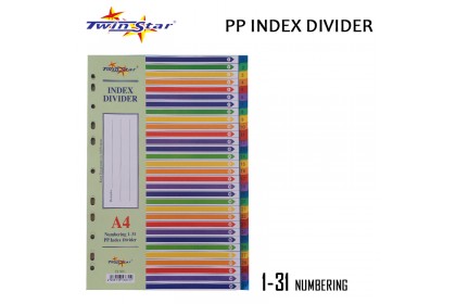 Twin Star A4 PP Colour Index Divider